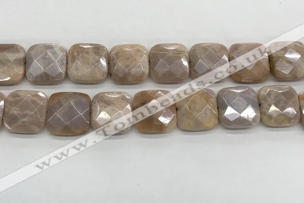 CMS1833 15.5 inches 20*20mm faceted square AB-color moonstone beads