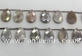 CMS1840 18*25mm faceted flat teardrop AB-color moonstone beads