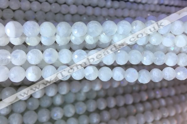 CMS1860 15.5 inches 6mm faceted round white moonstone gemstone beads