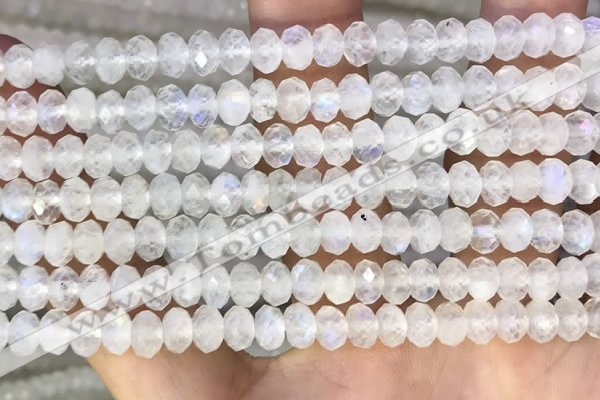 CMS1867 15.5 inches 4*6mm faceted rondelle white moonstone beads