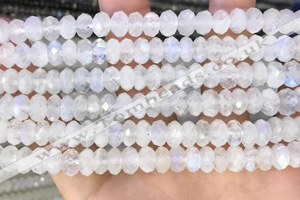 CMS1868 15.5 inches 5*8mm faceted rondelle white moonstone beads