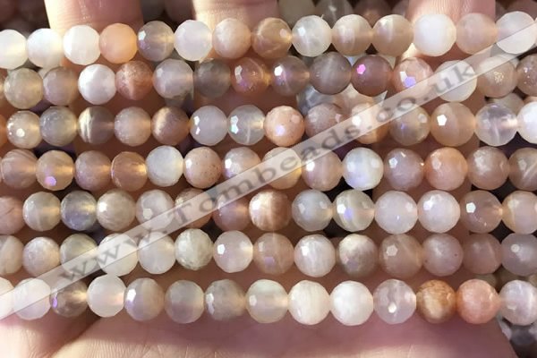 CMS1891 15.5 inches 6.5mm faceted round rainbow moonstone beads