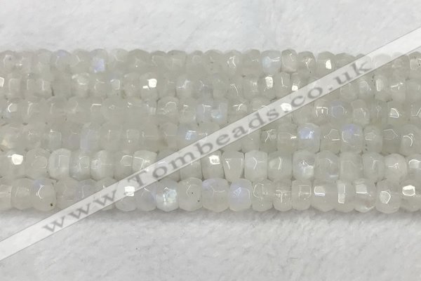 CMS1911 15.5 inches 5*8mm faceted rondelle white moonstone beads