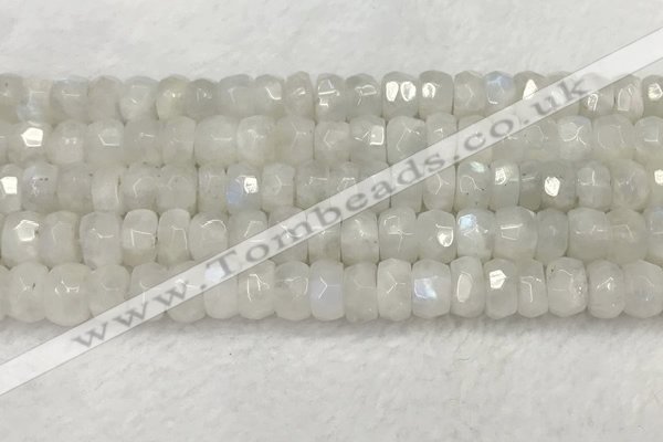 CMS1912 15.5 inches 6*10mm faceted rondelle white moonstone beads