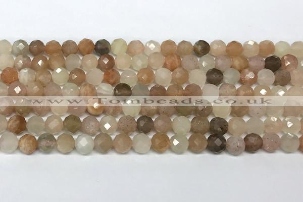 CMS2123 15 inches 6mm faceted rondelle moonstone beads