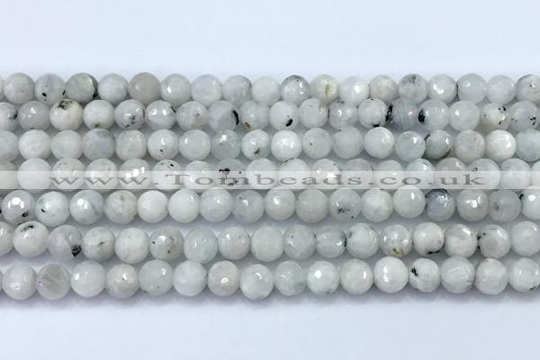 CMS2140 15 inches 6mm faceted round white moonstone beads