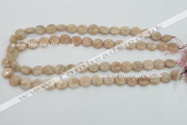 CMS22 15.5 inches 12mm flat round moonstone gemstone beads wholesale