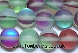CMS2222 15 inches  8mm round matte synthetic moonstone beads