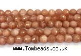 CMS2260 15 inches 10mm faceted round orange moonstone beads