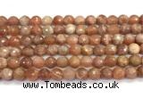 CMS2281 15 inches 8mm faceted round moonstone beads