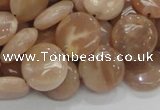 CMS23 15.5 inches 14mm flat round moonstone gemstone beads wholesale