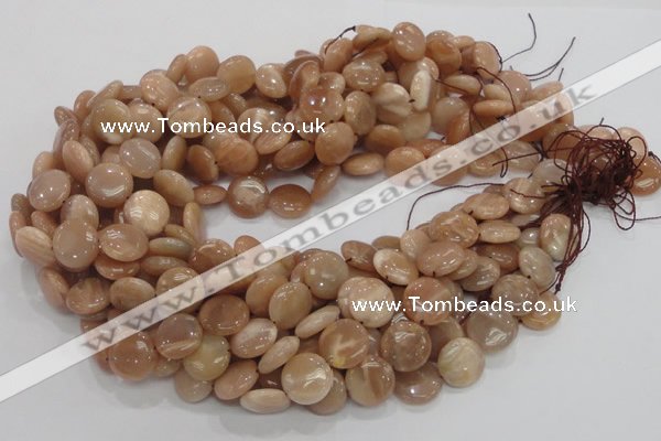 CMS23 15.5 inches 14mm flat round moonstone gemstone beads wholesale