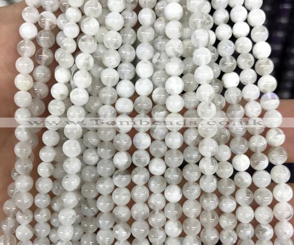 CMS2366 15 inches 4mm round white moonstone beads wholesale