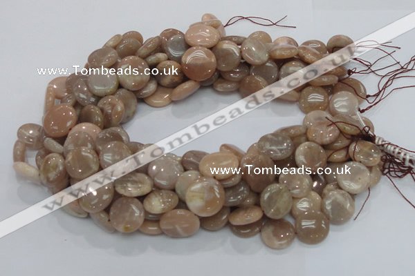 CMS24 15.5 inches 18mm flat round moonstone gemstone beads wholesale