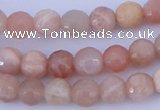 CMS350 15.5 inches 6mm faceted round natural pink moonstone beads