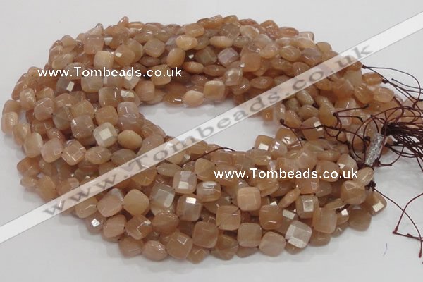 CMS41 15.5 inches 10*10mm faceted diamond moonstone gemstone beads