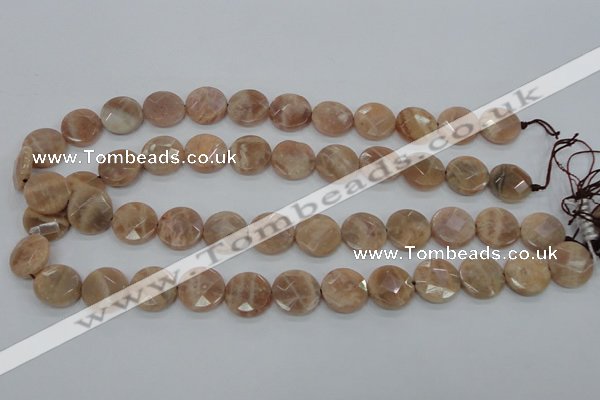 CMS47 15.5 inches 16mm faceted coin moonstone gemstone beads