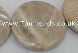 CMS50 15.5 inches 50mm faceted coin moonstone gemstone beads