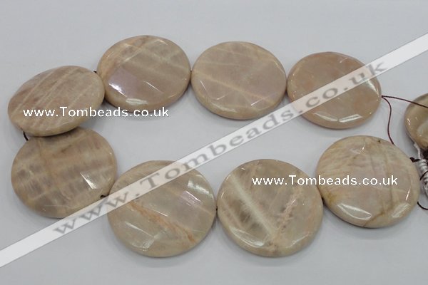 CMS50 15.5 inches 50mm faceted coin moonstone gemstone beads