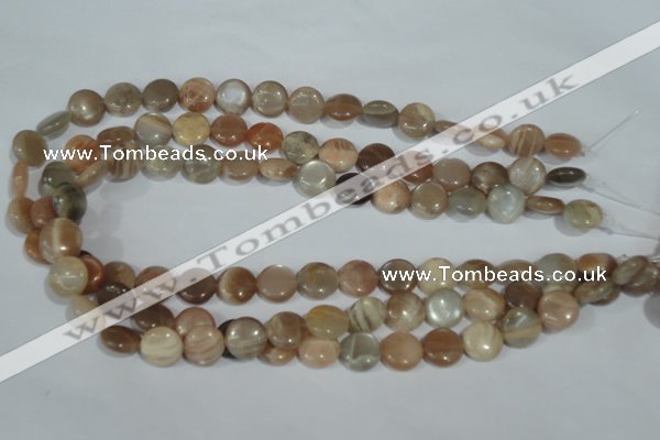 CMS521 15.5 inches 12mm flat round moonstone beads wholesale