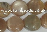 CMS525 15.5 inches 20mm flat round moonstone beads wholesale