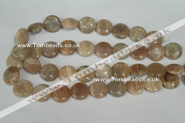 CMS525 15.5 inches 20mm flat round moonstone beads wholesale