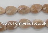 CMS53 15.5 inches 10*14mm faceted flat teardrop moonstone beads