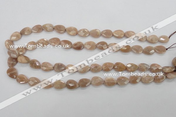 CMS53 15.5 inches 10*14mm faceted flat teardrop moonstone beads