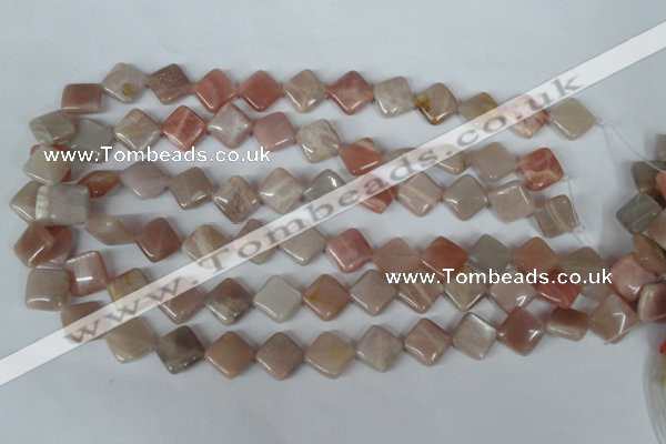 CMS530 15.5 inches 12*12mm diamond moonstone beads wholesale