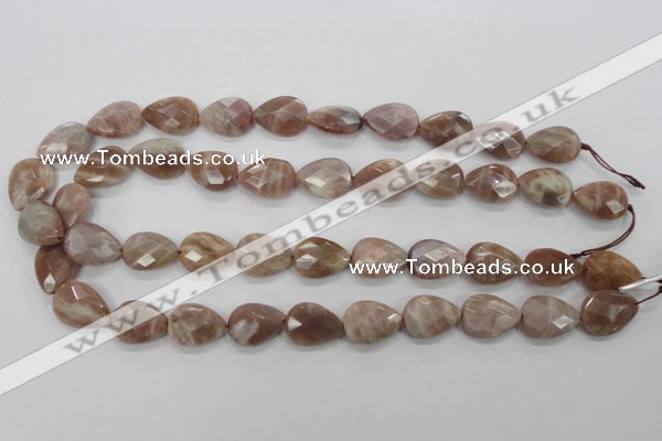 CMS54 15.5 inches 13*18mm faceted flat teardrop moonstone beads