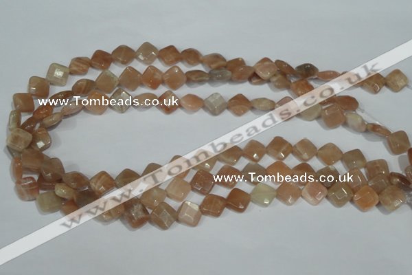 CMS550 15.5 inches 10*10mm faceted diamond moonstone beads wholesale