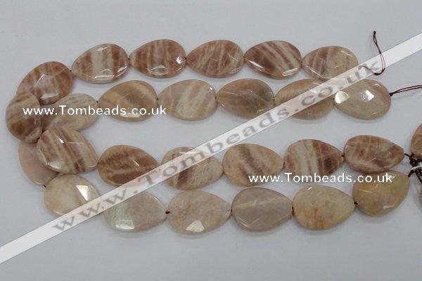 CMS56 15.5 inches 22*30mm faceted flat teardrop moonstone beads