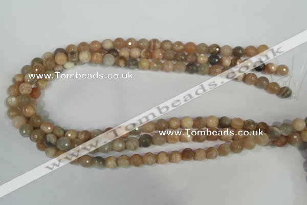CMS571 15.5 inches 8mm faceted round moonstone beads wholesale