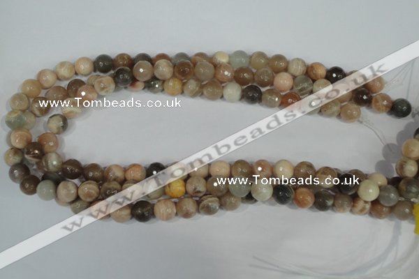 CMS572 15.5 inches 10mm faceted round moonstone beads wholesale