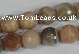 CMS573 15.5 inches 12mm faceted round moonstone beads wholesale