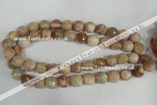 CMS575 15.5 inches 16mm faceted round moonstone beads wholesale