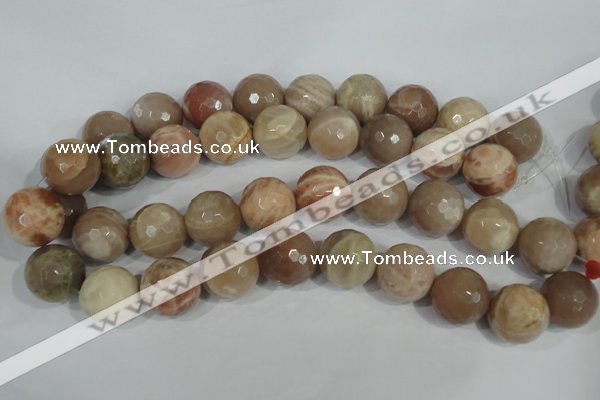 CMS577 15.5 inches 20mm faceted round moonstone beads wholesale