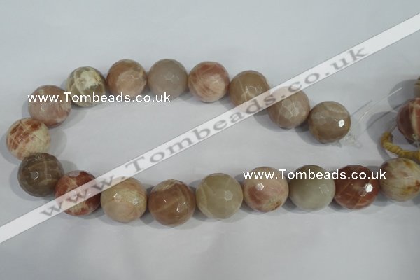CMS578 15.5 inches 22mm faceted round moonstone beads wholesale