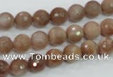 CMS59 15.5 inches 8mm faceted round moonstone gemstone beads