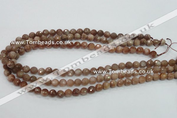 CMS59 15.5 inches 8mm faceted round moonstone gemstone beads