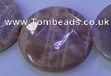 CMS595 15.5 inches 35mm faceted coin moonstone gemstone beads