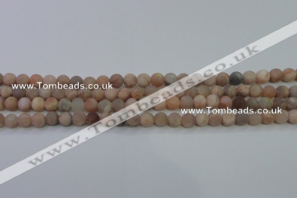 CMS602 15.5 inches 8mm round matte natural moonstone beads