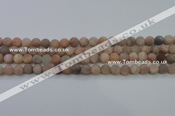 CMS604 15.5 inches 12mm round matte natural moonstone beads