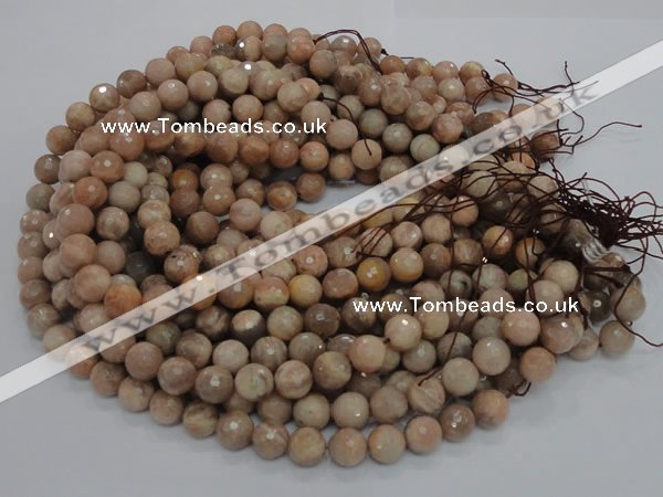 CMS61 15.5 inches 12mm faceted round moonstone gemstone beads