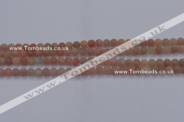 CMS610 15.5 inches 4mm round matte moonstone beads wholesale