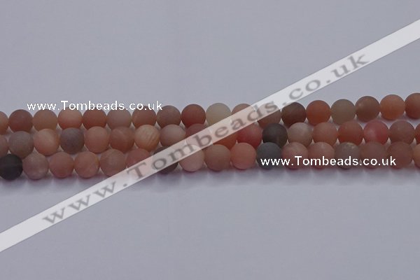 CMS613 15.5 inches 10mm round matte moonstone beads wholesale