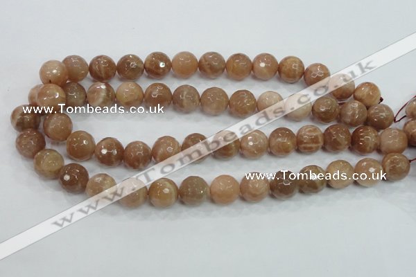 CMS62 15.5 inches 14mm faceted round moonstone gemstone beads