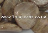 CMS80 15.5 inches 28mm twisted coin moonstone gemstone beads