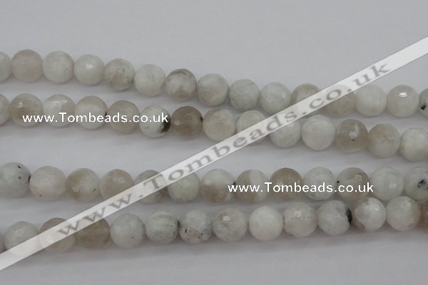 CMS803 15.5 inches 10mm faceted round white moonstone beads