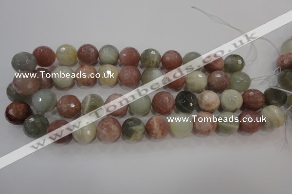 CMS875 15.5 inches 16mm faceted round moonstone gemstone beads